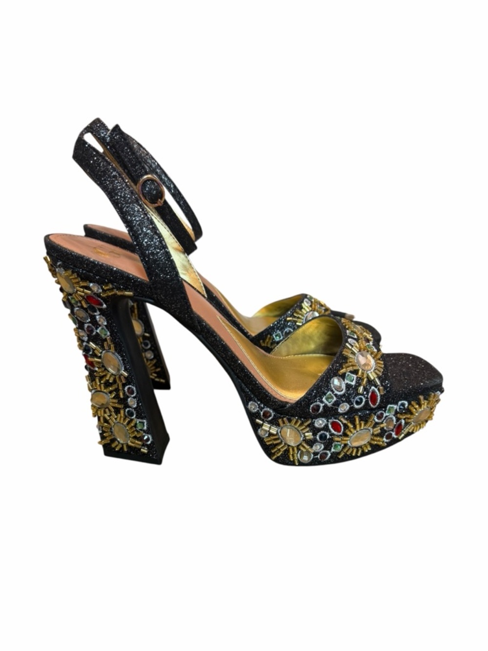 Gianni Bini Jewel Embellished Platform Heels Statement Sandals Size 8.5